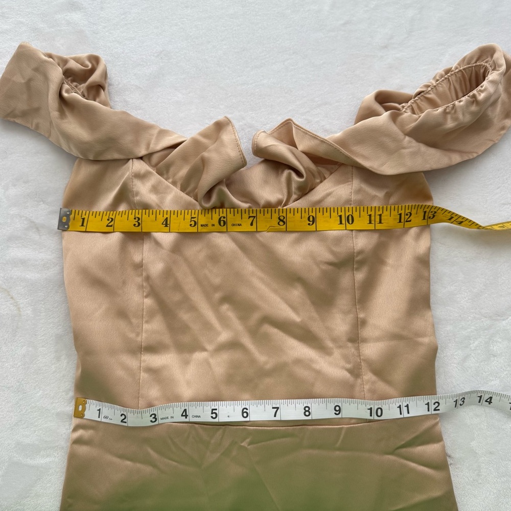 Show Me Your MuMu Alexis Midi Dress Small Champagne Luxe Satin - Picture 12 of 14